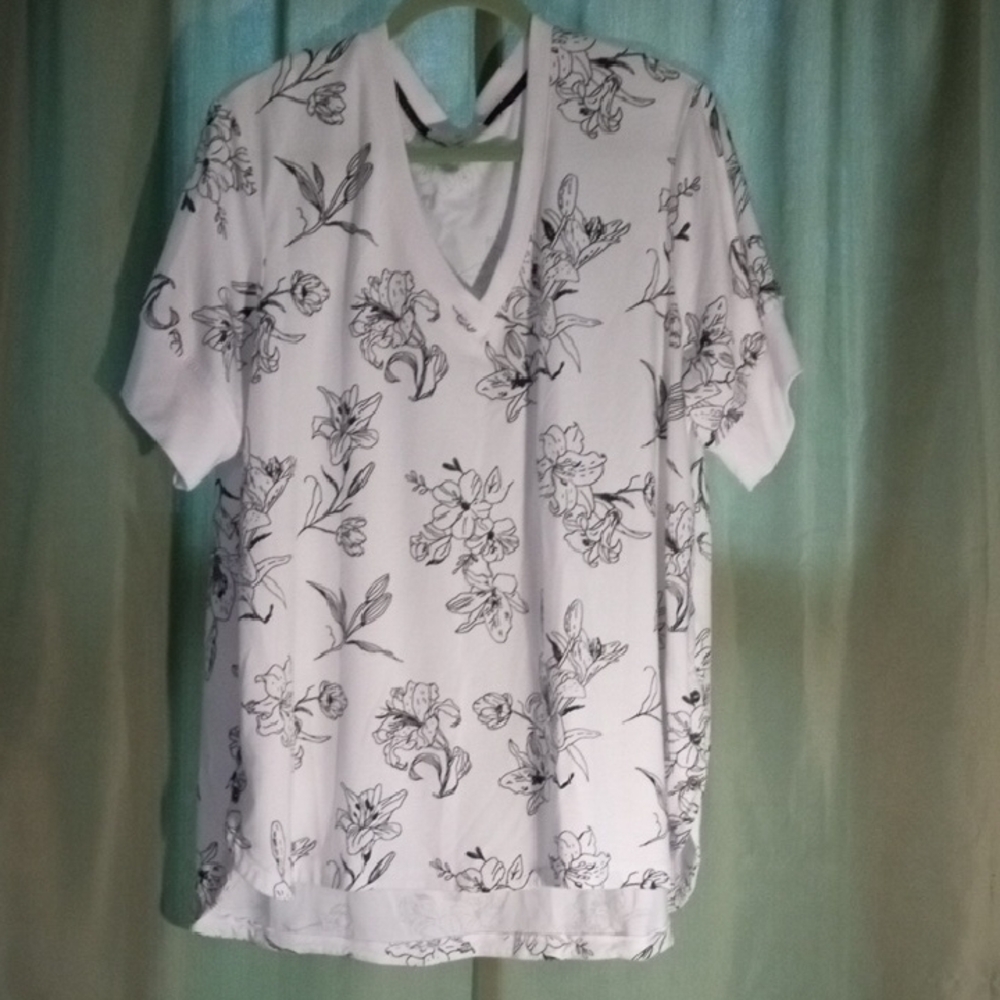 Floral Print V-Neck Blouse - White